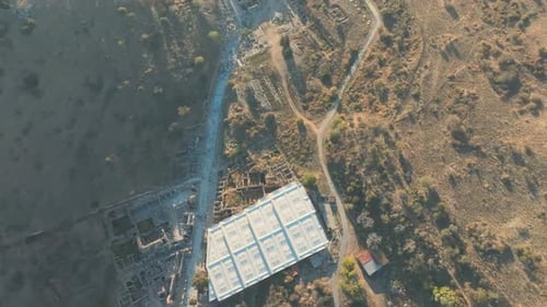 Drone aerial of Ephesus Turkish landmark, Seven Wonders of Ancient World ruins