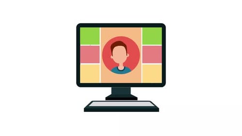 Animated Flat Design Video Conference Call on a Monitor