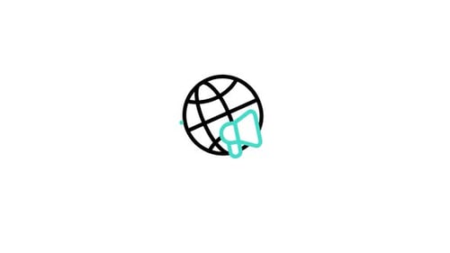 Animated Globe Megaphone Icon Reveal for Global Communication