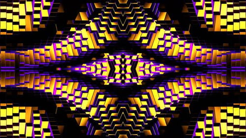Yellow And Purple Square Waves Move Kaleidoscope Background Vj Loop In 4K