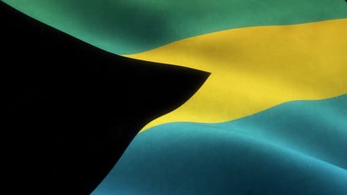 Waving Bahamas National Flag Loop with Realistic Fabric Texture