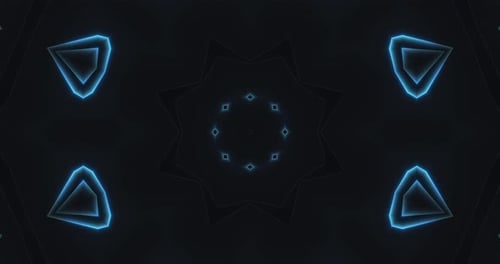 Dynamic Blue Neon Geometric Pattern Loop Background