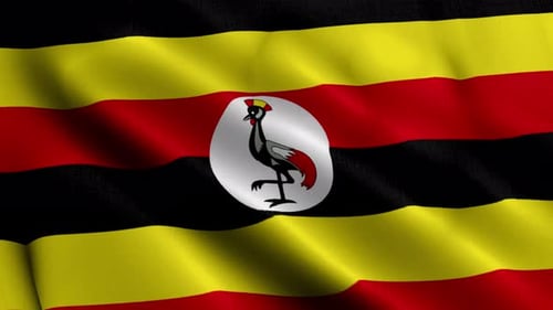 Realistic Uganda National Flag Waving Loop Animation