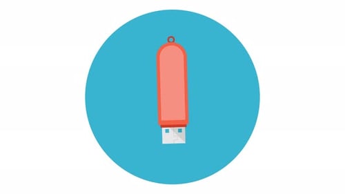 Animated USB Flash Drive Connector in Flat Design