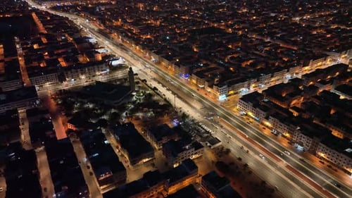 Streets of Casablanca at night. Morocco