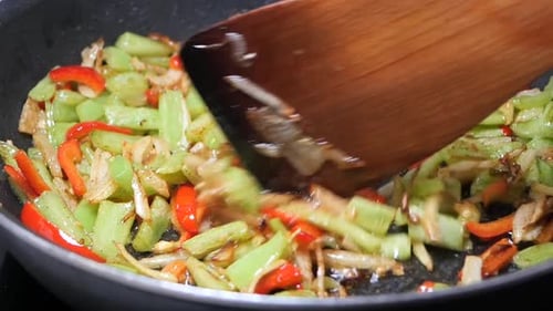 Colorful Vegetables Cooking in a Hot Pan