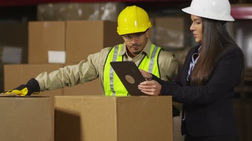 Portrait of Industry Workers in Shipping Warehouse 30-35 Years