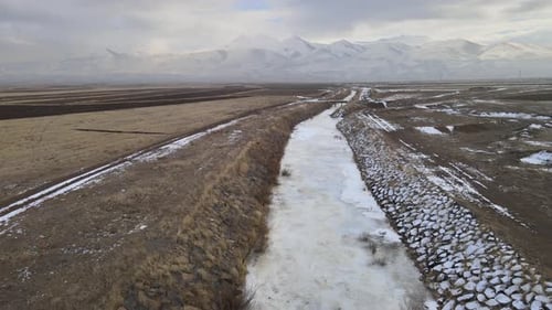 aerial frozen river