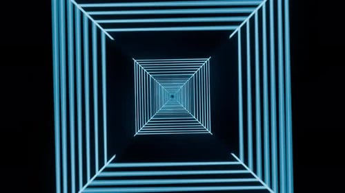 Futuristic 3d render, vj loop, technology tunnel with lights flashing. endless loop