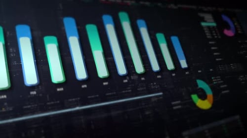 Futuristic Digital Business Interface with Animated Data Charts