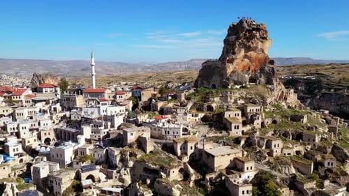 Aerial View of Historical Town With Rock Formation