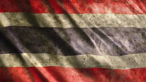 Grunge Waving Thailand Flag Seamless Background Animation