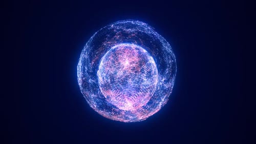 Abstract Particle Sphere Animation with Glowing Neon Effect