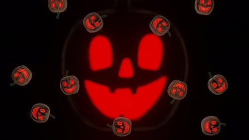 Halloween Pumpkin Rotating at Night