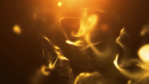 Abstract Golden Fluid Particles Motion Background