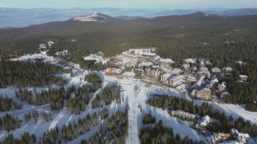 Travel and Winter Adventure Concept Aerial View of the Ski Resort Kopaonik National Park Winter