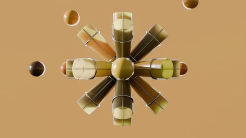 Animação de esferas e tubos satisfatórios em loop 3D