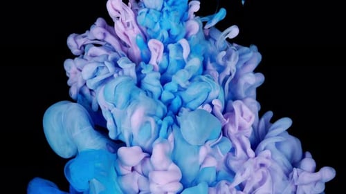 Abstract Light Blue and Purple Ink Swirls