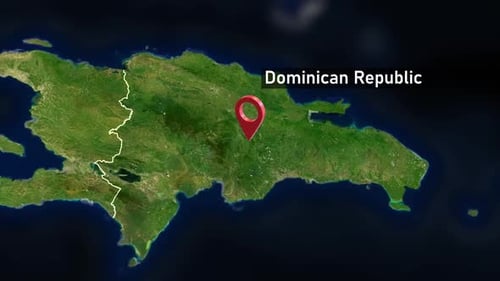 Zoom sur le pays depuis l'espace en République dominicaine