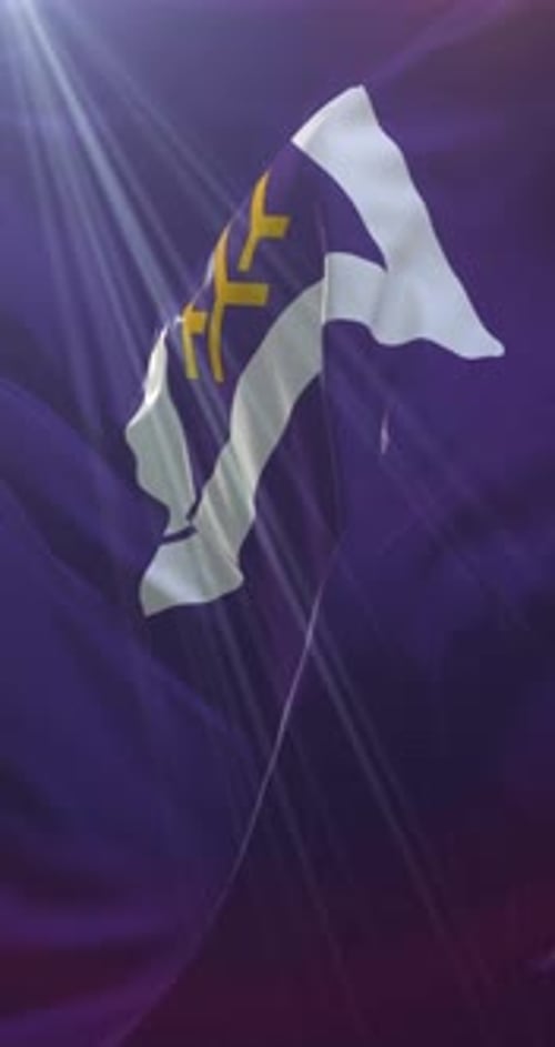 Fluid Animation of Abstract Symbol on Waving Flag