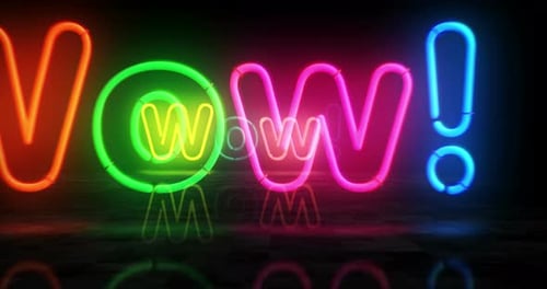 Wow, Neonsymbol, 3D-Flug zwischen