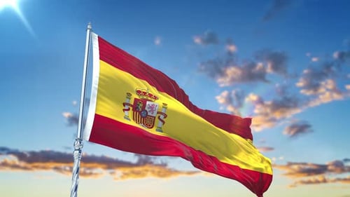 Spanish Flag Waving Seamless Loop for International Projects