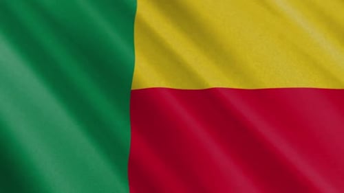 Realistic Waving Flag of Benin Loop