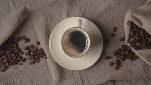 Hot Coffee Cup Close Up White Coffee Cup Mug with Beautiful Steaming Smoke ProRes