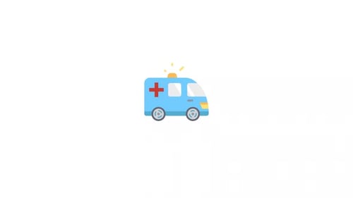 Flat Design Ambulance Driving Across Screen Animation