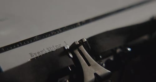Antique Typewriter Typing Message Close Up