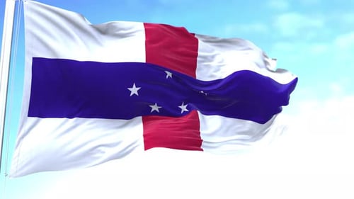 Waving Netherlands Antilles Flag Realistic 3D Animation