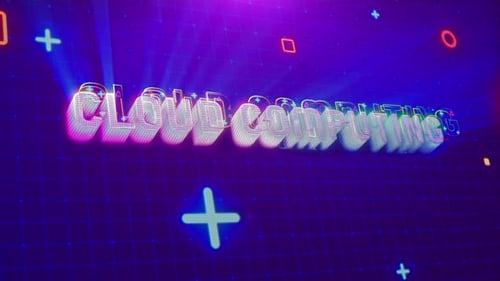 Futuristic Neon Cloud Computing Title Text Animation