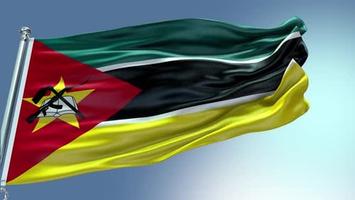Seamless Loop of Realistic Mozambique National Flag Waving