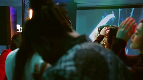 Male Adult on Stage Using Audio Station