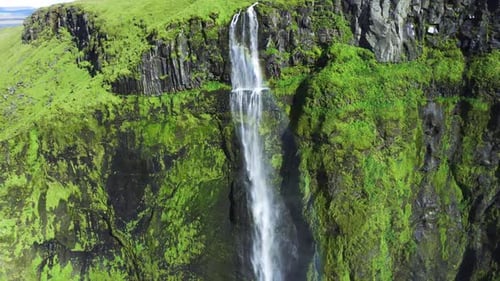 Waterfall Iceland Nature Summer Season Mountain Pure River Beautiful Landscape