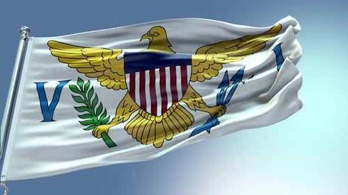 U.S. Virgin Islands Flag Waving Gracefully in Realistic Slow Motion