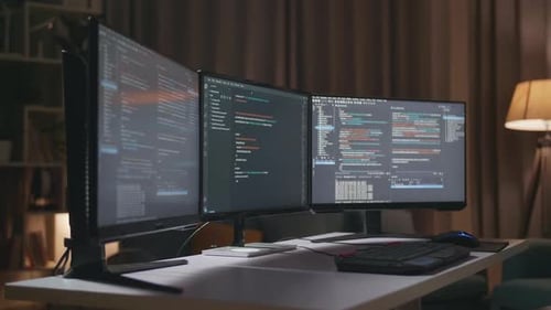 Desktop Computer's Monitor Showing Script Creating Software Engineer Developing App, Program