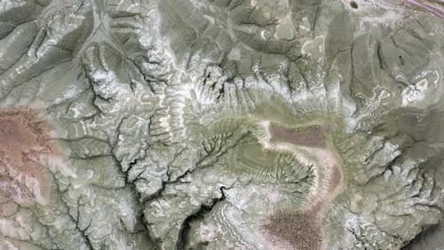 Aerial View of Eroded Desert Geological Formation