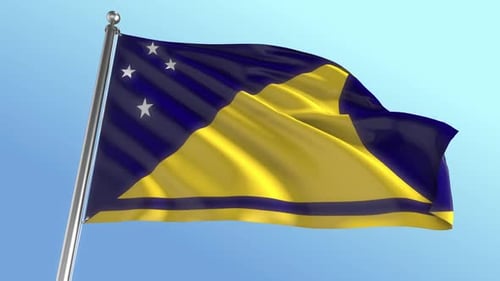 Tokelau Flag Waving in the Wind Realistic 3D Animation