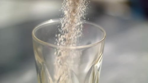 pour the powder into a glass