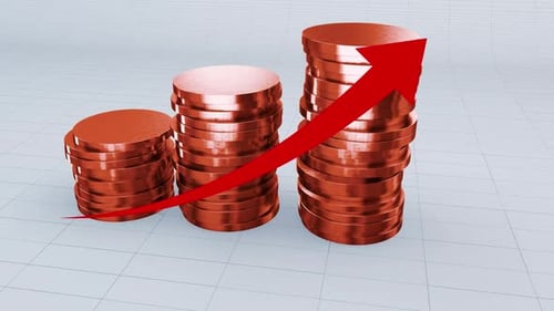 A Pile Of Plain Copper Coins With Prices Growing Up
