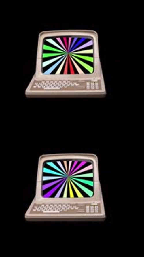 Retro Computer Graphic on Black Background