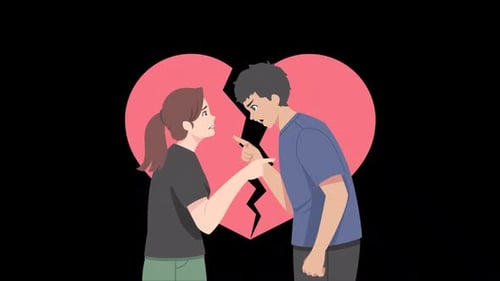 Angry Quarrelsome Couple Talking Shouting Alpha Channel