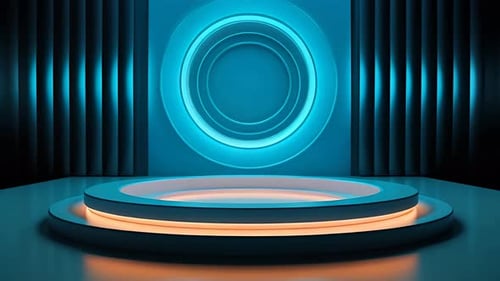 Podium Futuristische Vitrine mit Plattform für Produktausstellungen. Leeres modernes Bühnendisplay