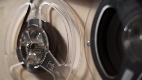 Vintage ReeltoReel Tape Recorder Close Up