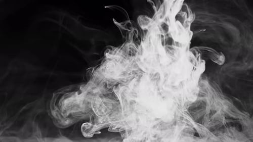 Abstract White Smoke Flowing on Black Background