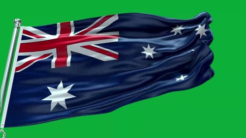 Realistic Australian Flag Waving Green Screen Background
