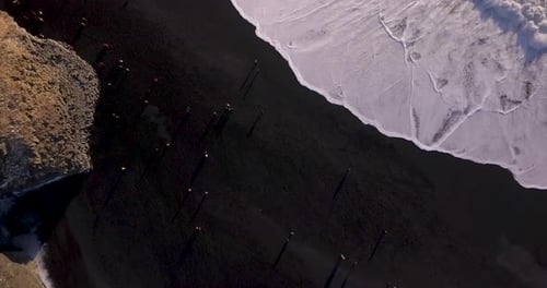 Aerial view of Reynisfjara Black Sand Beach