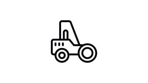 Animated Road Roller Line Art Icon