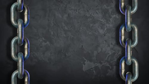 Animated Heavy Metal Chains with Blue Light Loop